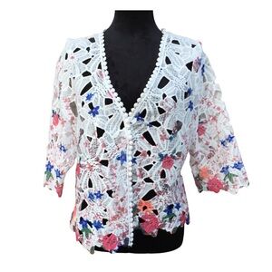 NWOT- Chris McLaughlin Floral Lace Cardigan